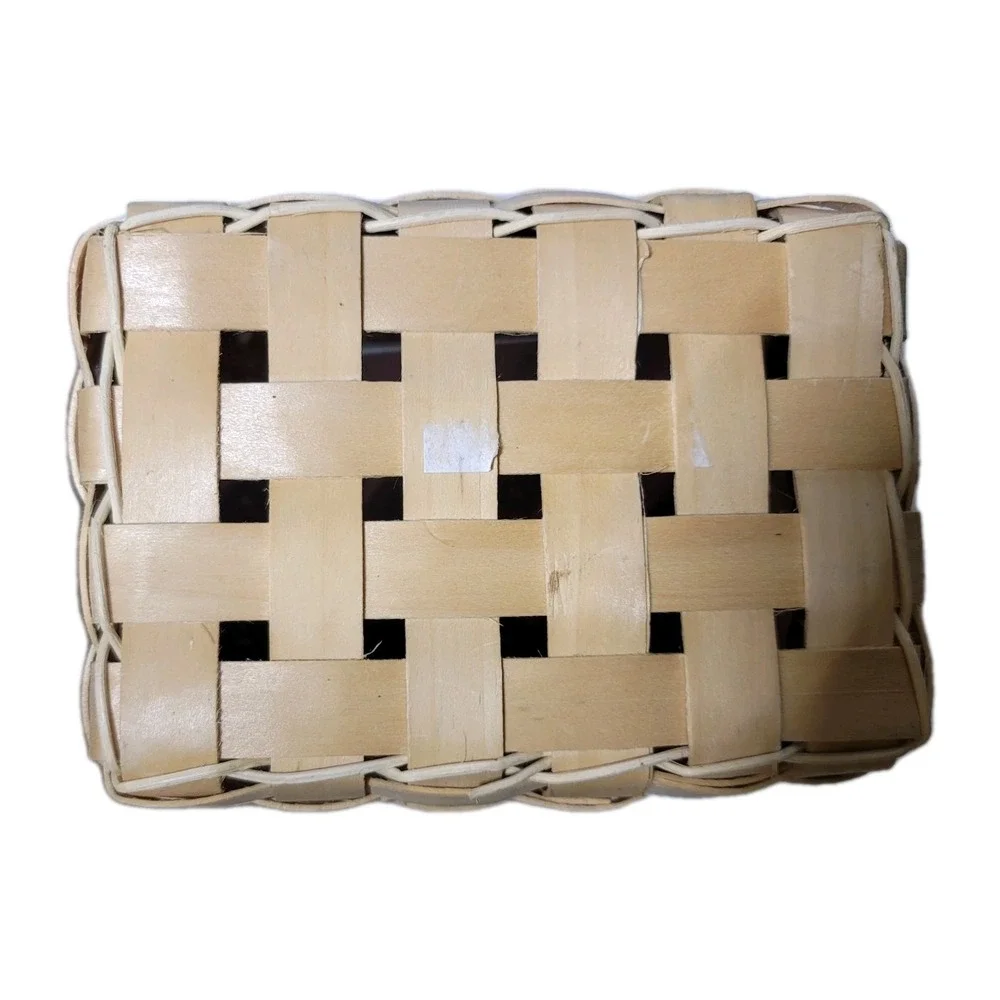 2 Christmas Baskets With Snowman Lg. & Sm Jan Shade Beach Weaved Leather Handles